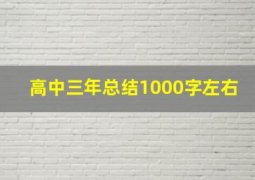 高中三年总结1000字左右