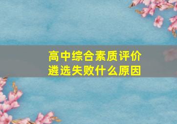 高中综合素质评价遴选失败什么原因