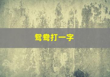 鸳鸯打一字