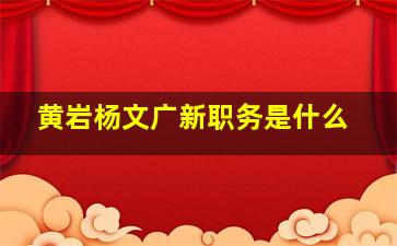 黄岩杨文广新职务是什么