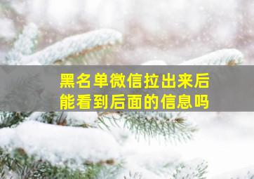 黑名单微信拉出来后能看到后面的信息吗