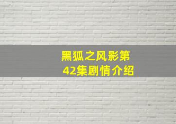 黑狐之风影第42集剧情介绍