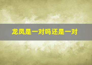 龙凤是一对吗还是一对