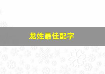 龙姓最佳配字